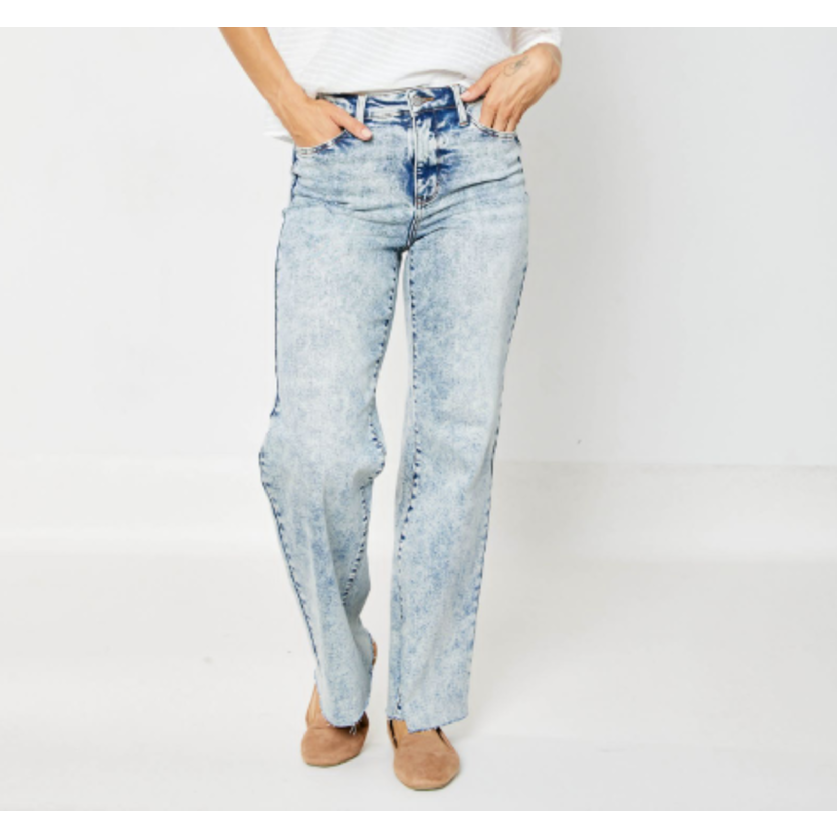Judy Blue Judy Blue High Waist Mineral Wash Raw Hem Wide 88828