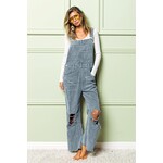 Bibi Clothing Bibi Distressed Details Washed Corduroy Overalls Vintage Denim