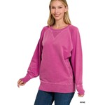 Zenana Zenana Pigment Dyed French Terry Pullover with Pockets Wine