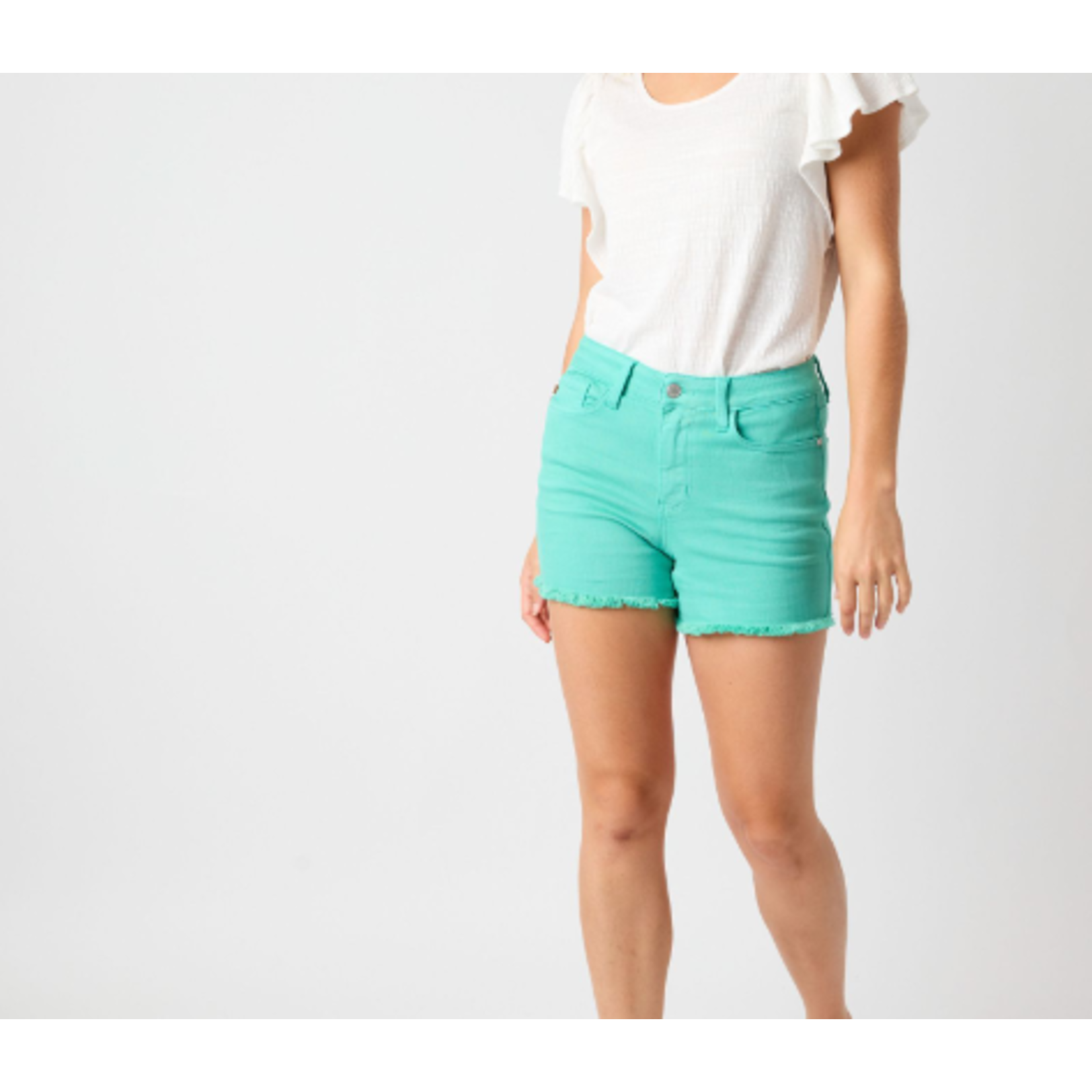 Judy Blue Judy Blue MR Garment Dyed Fray Hem Shorts Aquamarine 150281