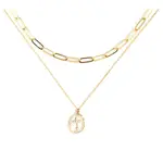 Splendid Iris Splendid Iris Oval Cross and Paperclip Double Necklace Gold