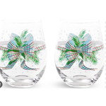 Vera Bradley Vera Bradley Stemless Wine Glass Set Holiday Ribbon