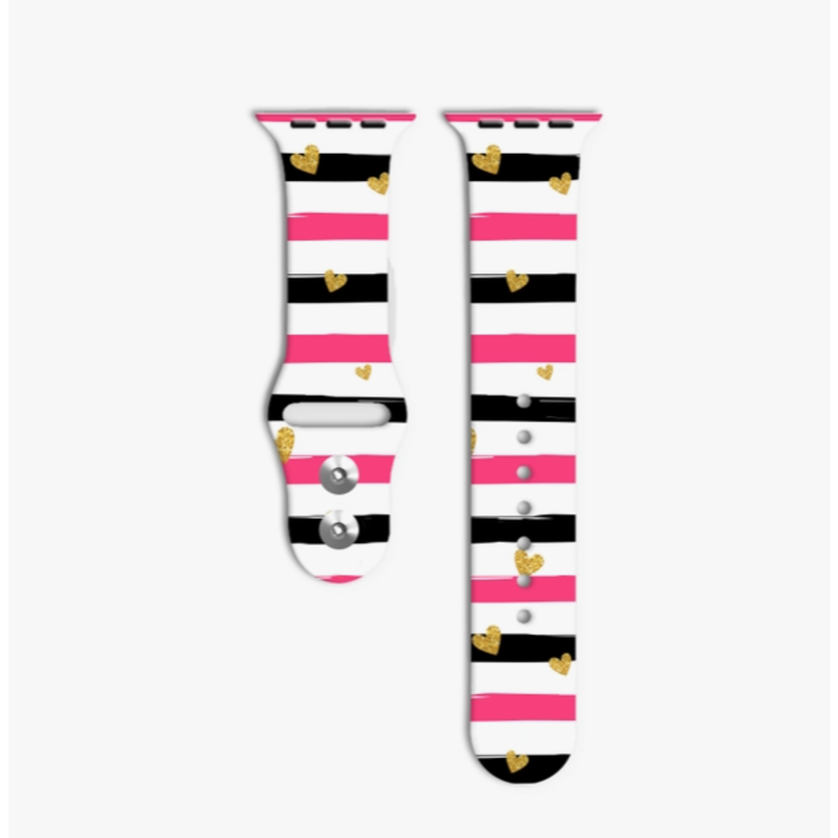 ShopTrendsNow Silicone Apple Watch Band Striped Hearts 42/44/45