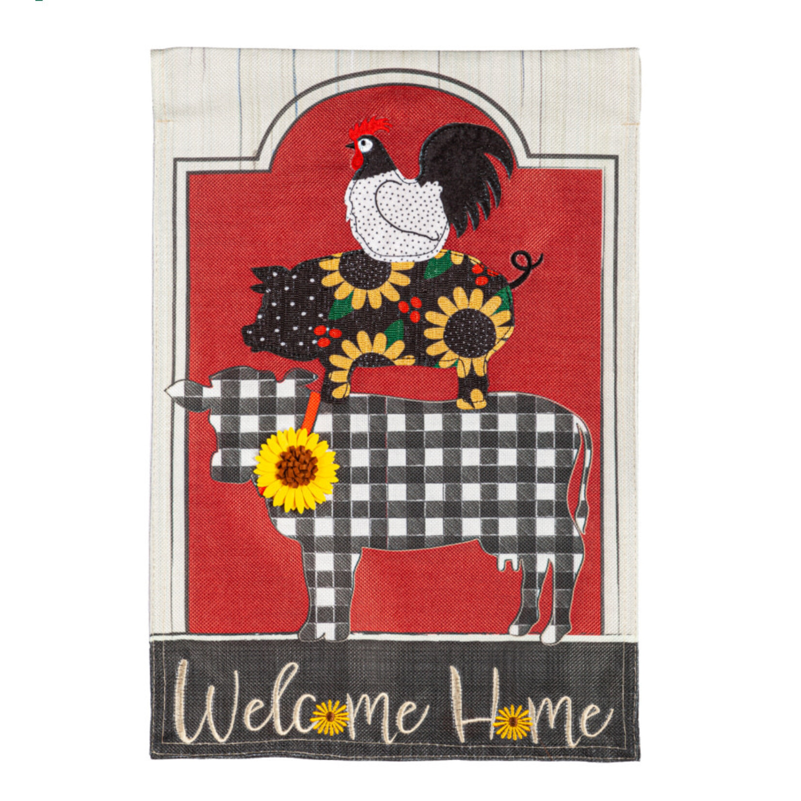Evergreen Farm Friends Burlap Garden Flag