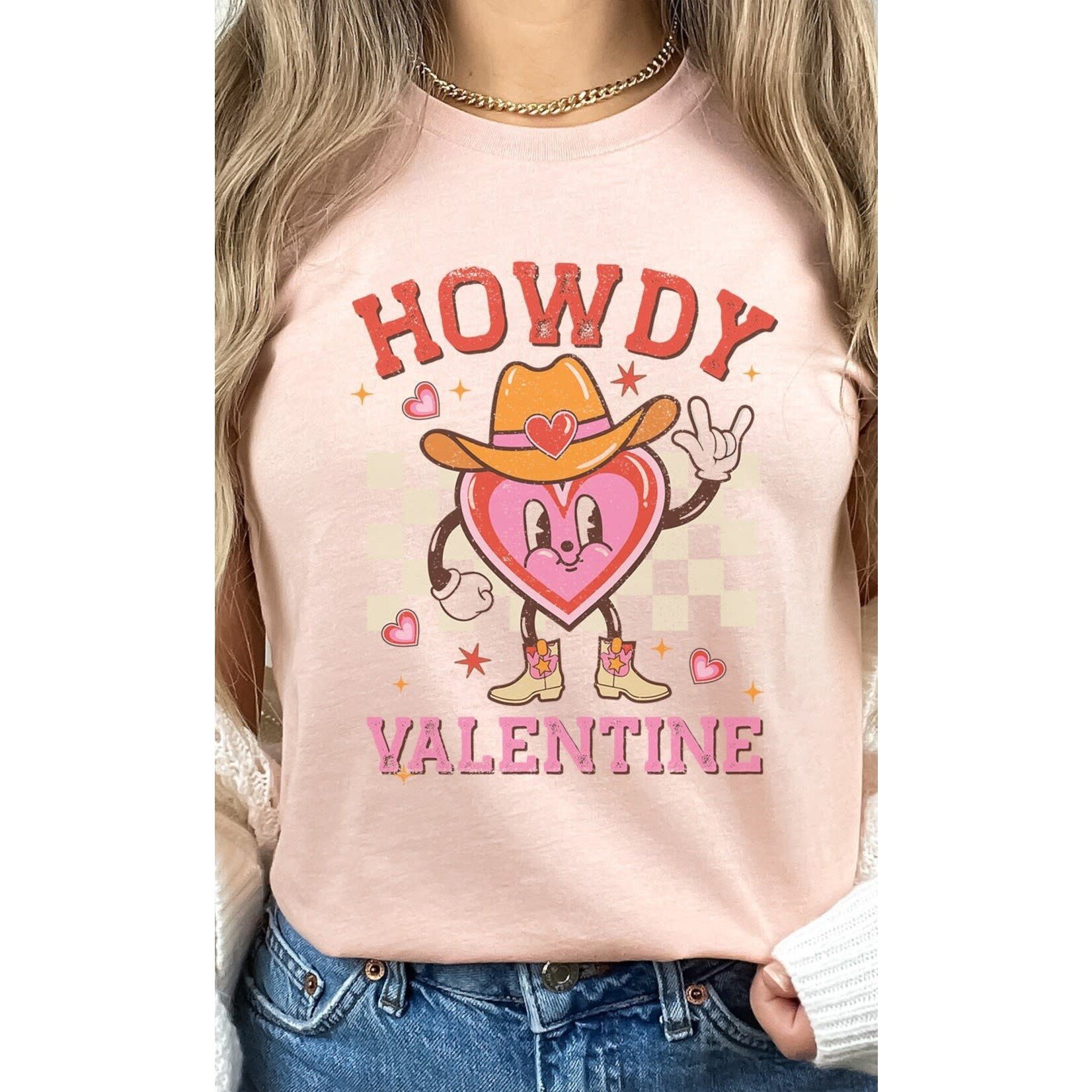 Kissed Apparel Kissed Apparel Howdy Valentine T-Shirt Heather Peach