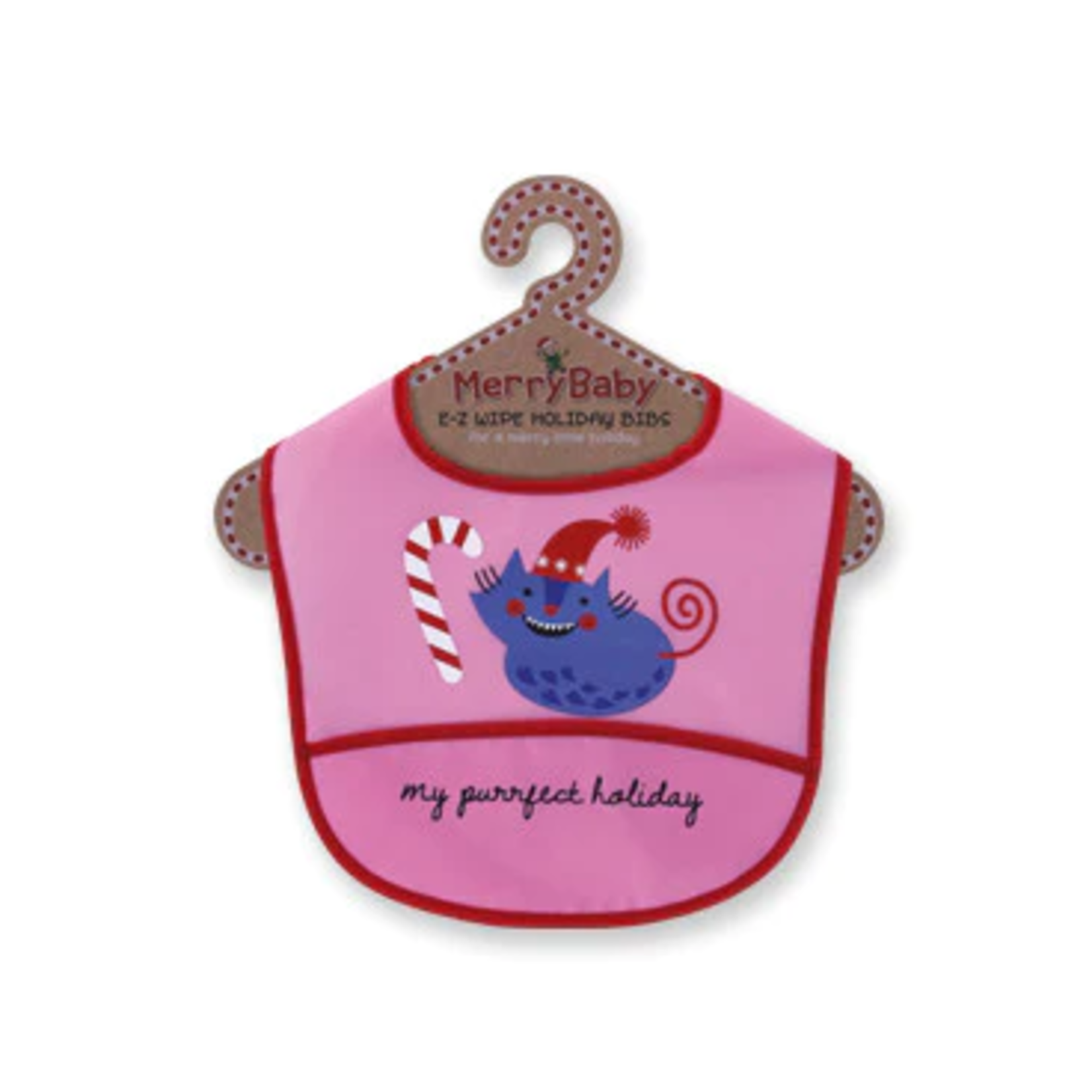 DM Merchandise Merry Baby E-Z Wipe Holiday Bibs My Purrfect Holiday