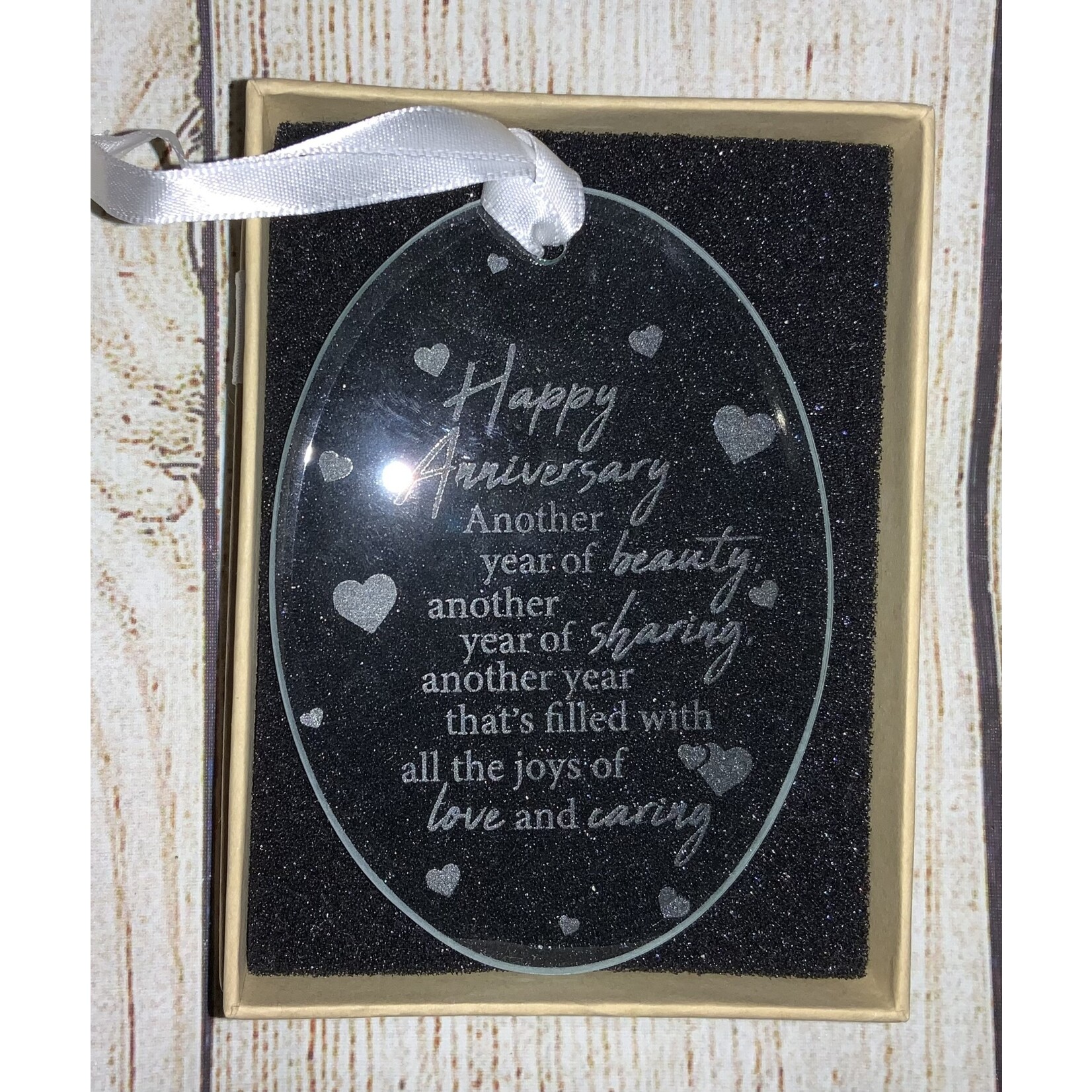 Carson Happy Anniversary Glass Oval Ornament