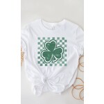 Kissed Apparel Kissed Apparel Checkered Lucky Shamrock T-Shirt