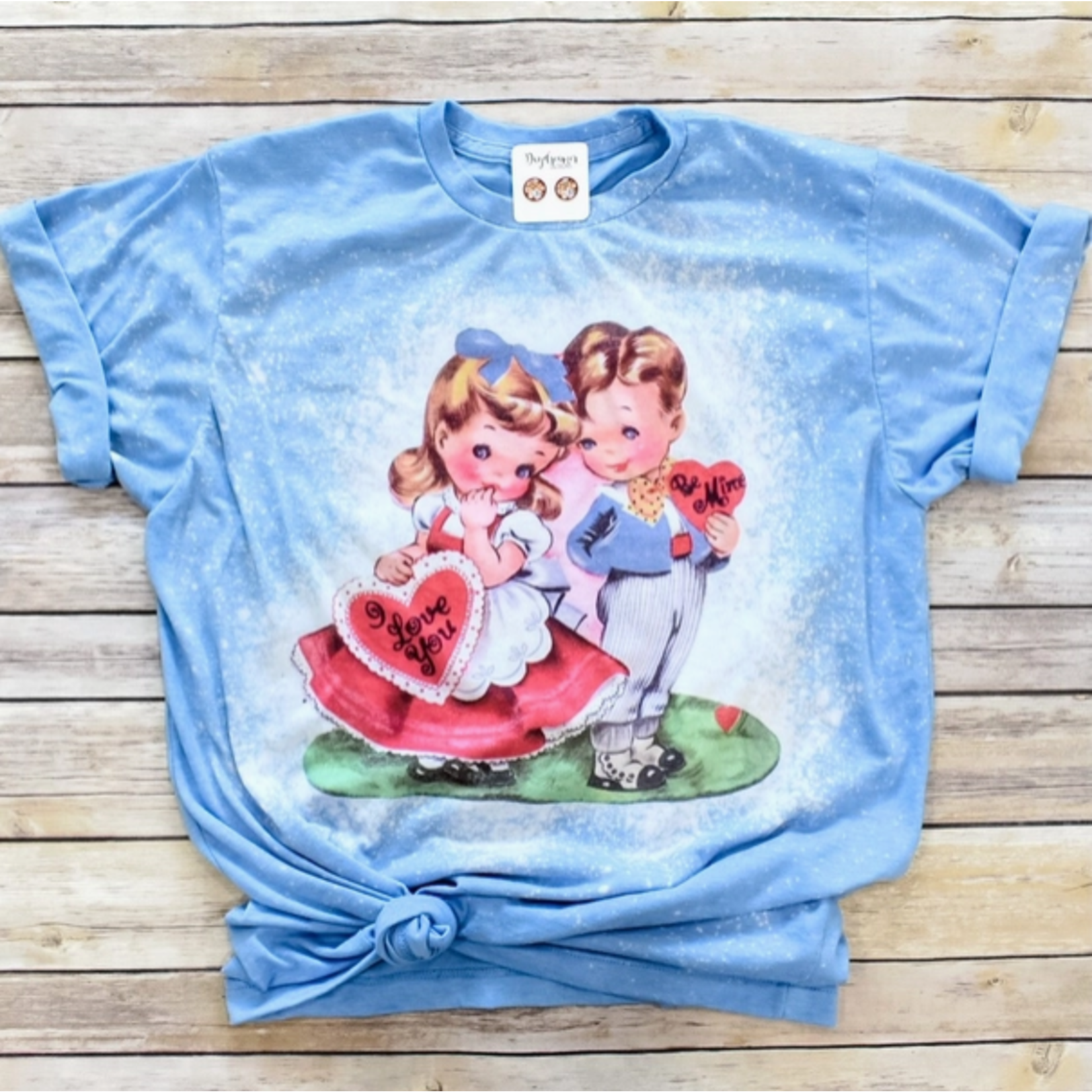 Daydreamer Designs Daydreamer Designs Vintage Valentine Couple Bleached T-Shirt
