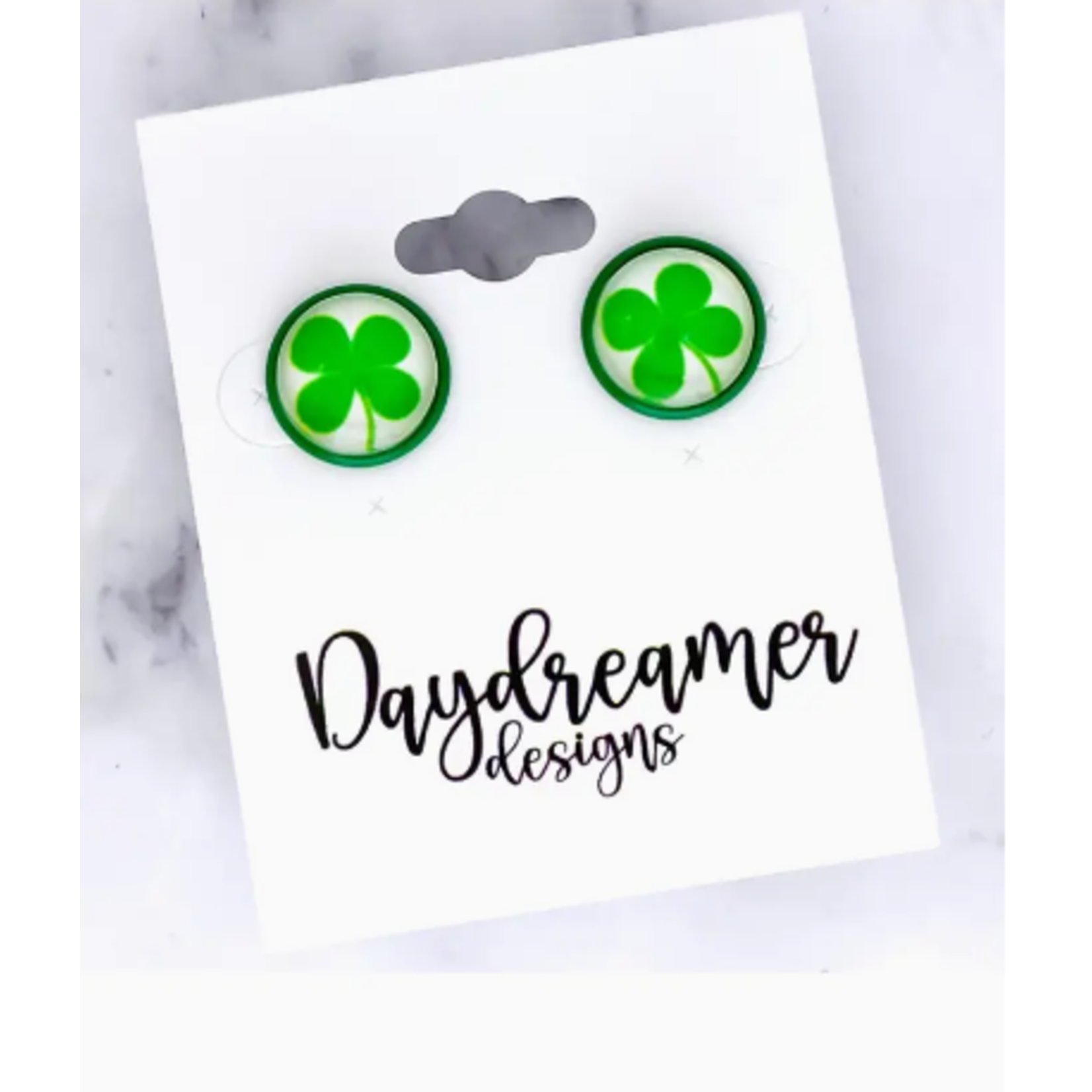 Daydreamer Designs Green Clover Stud 12mm Earrings
