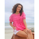 Simply Southern Simply Southern Gauze Baby Doll Blouse Hot Pink