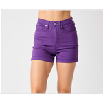 Judy Blue Judy Blue HW Tummy Control Garment Dyed Shorts Purple