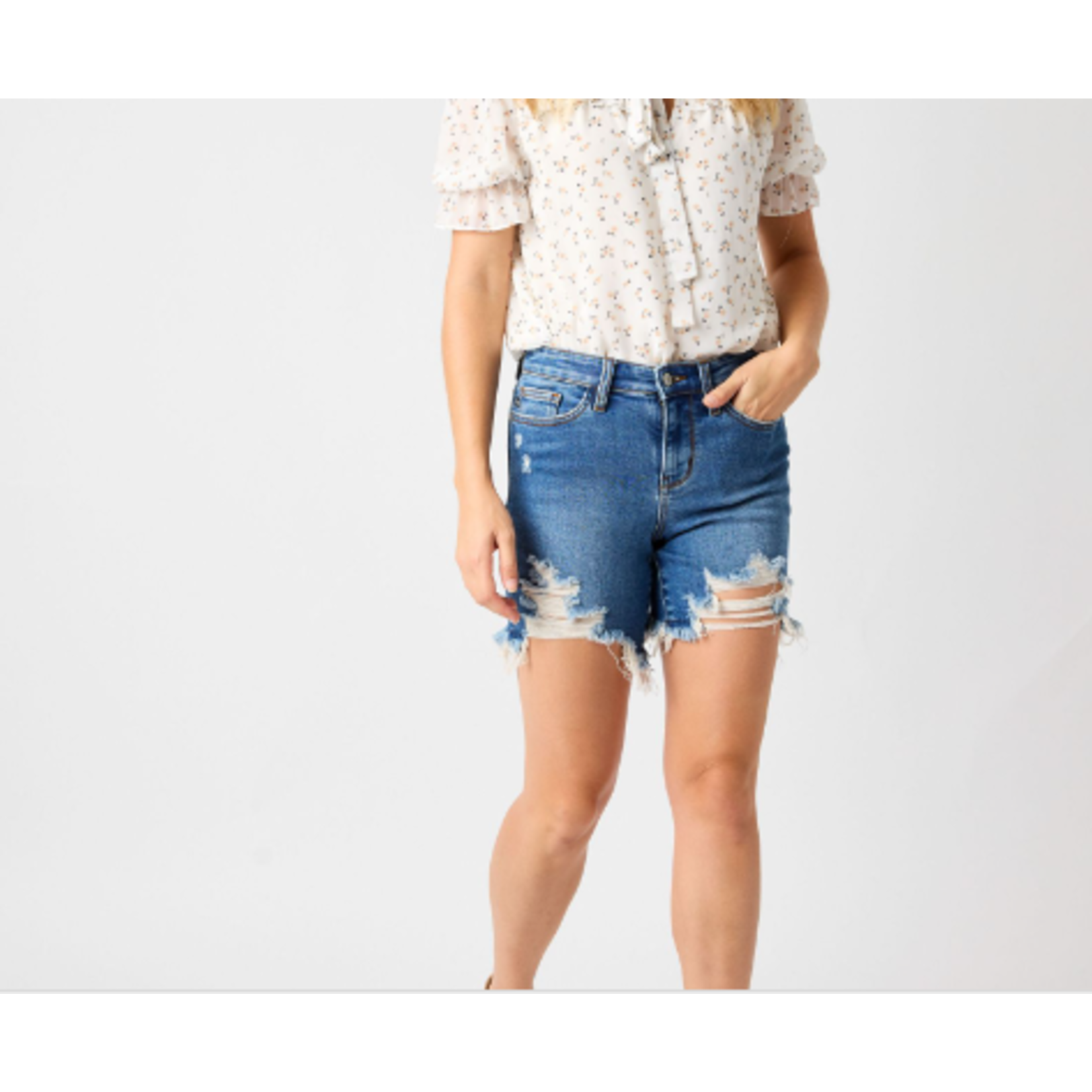 Judy Blue Judy Blue Mid Rise Destroy Fray Hem Shorts 15280
