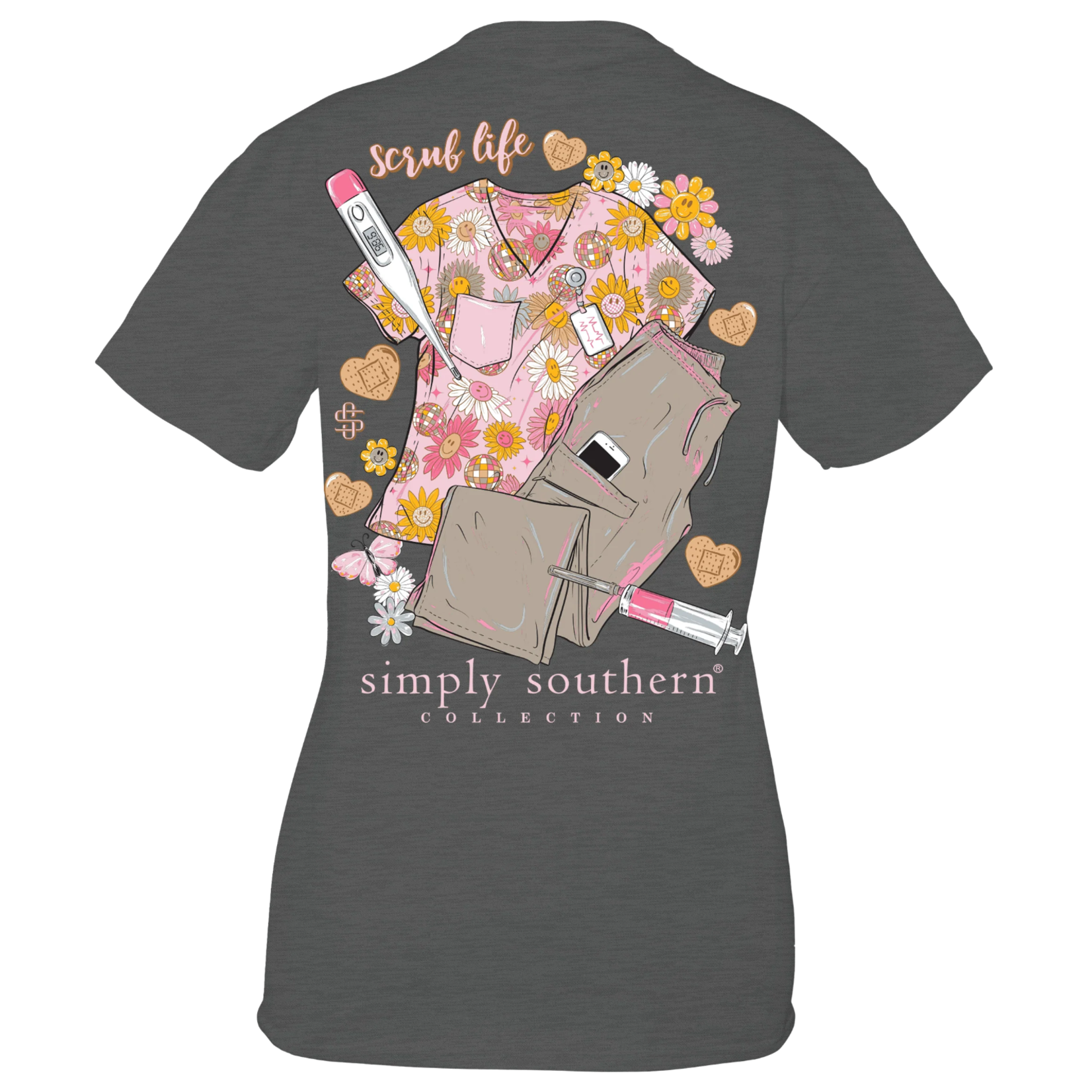 Simply Southern Simply Southern Scrub Life Graphite Heather T-Shirt