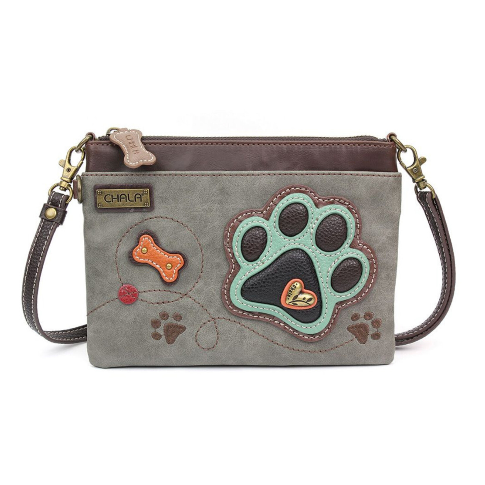 Chala Chala Mini Crossbody Paw Print Stone Grey 826