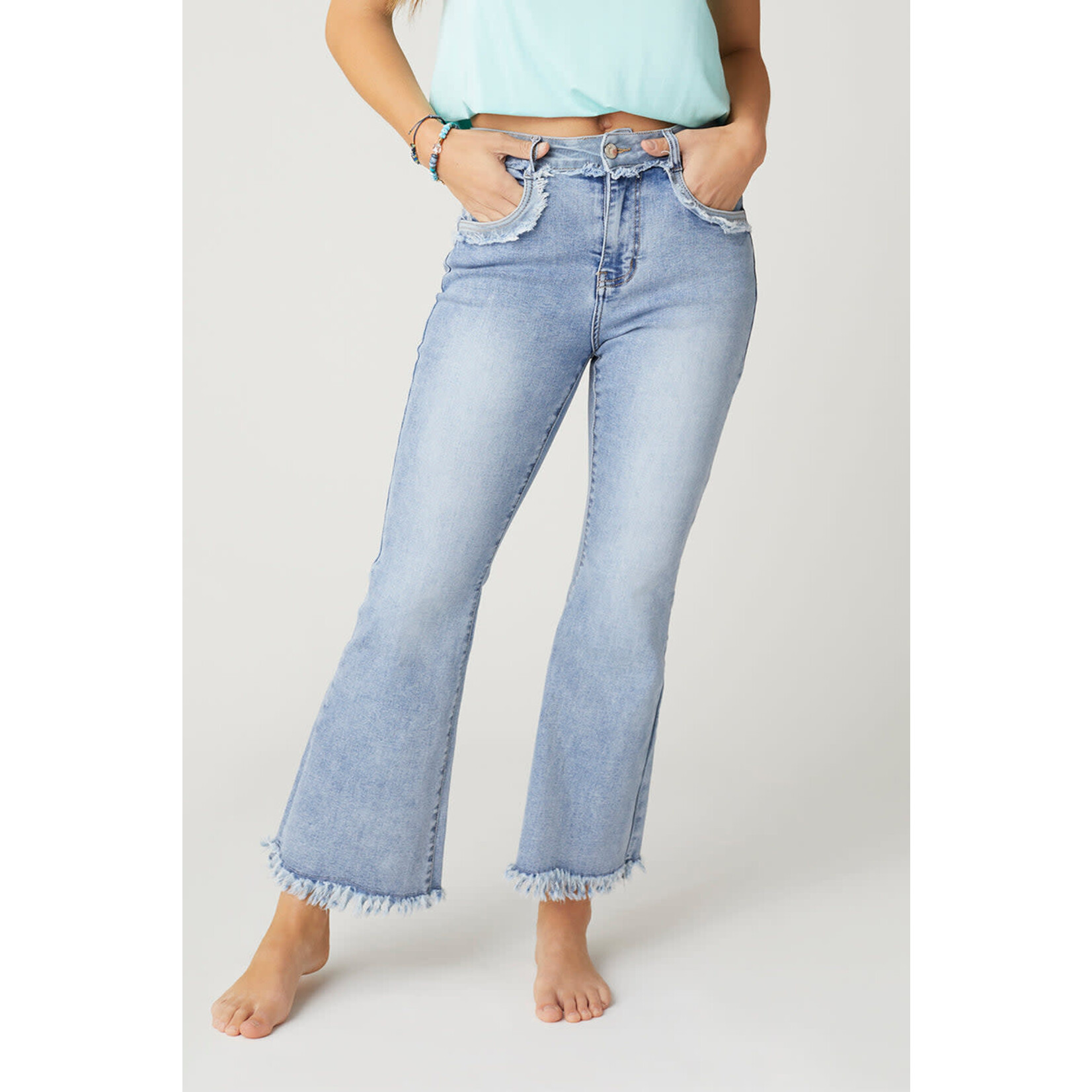 Coco + Carmen Coco+Carmen Everstretch Ankle Jeans w/Fringe Detail