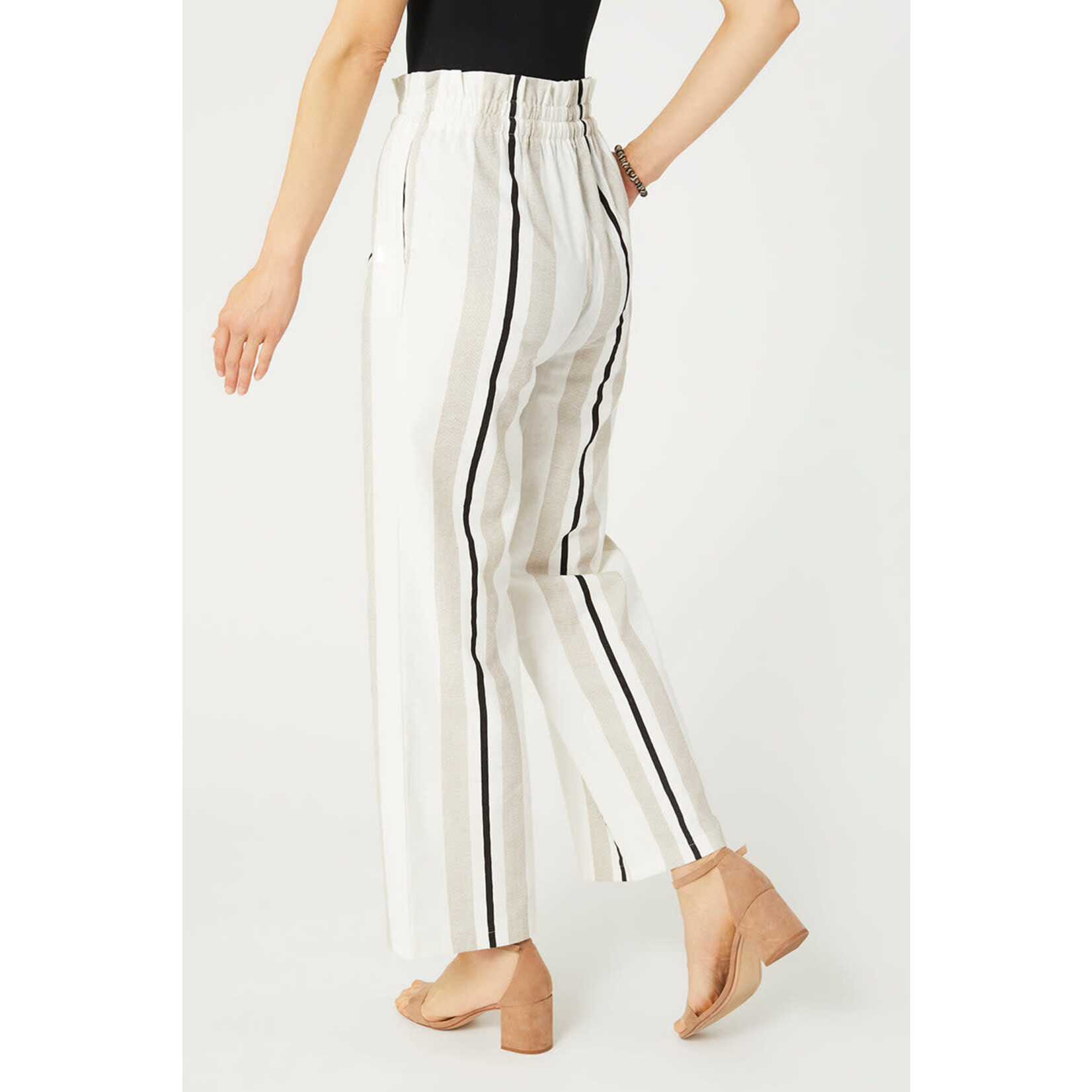 Coco + Carmen Coco+Carmen Zuri Striped Wide Leg Pant Natural Stripe Size XXL