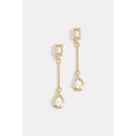 Whispers Whispers Baguette Stone Chain Drop Earrings Gold WN004767
