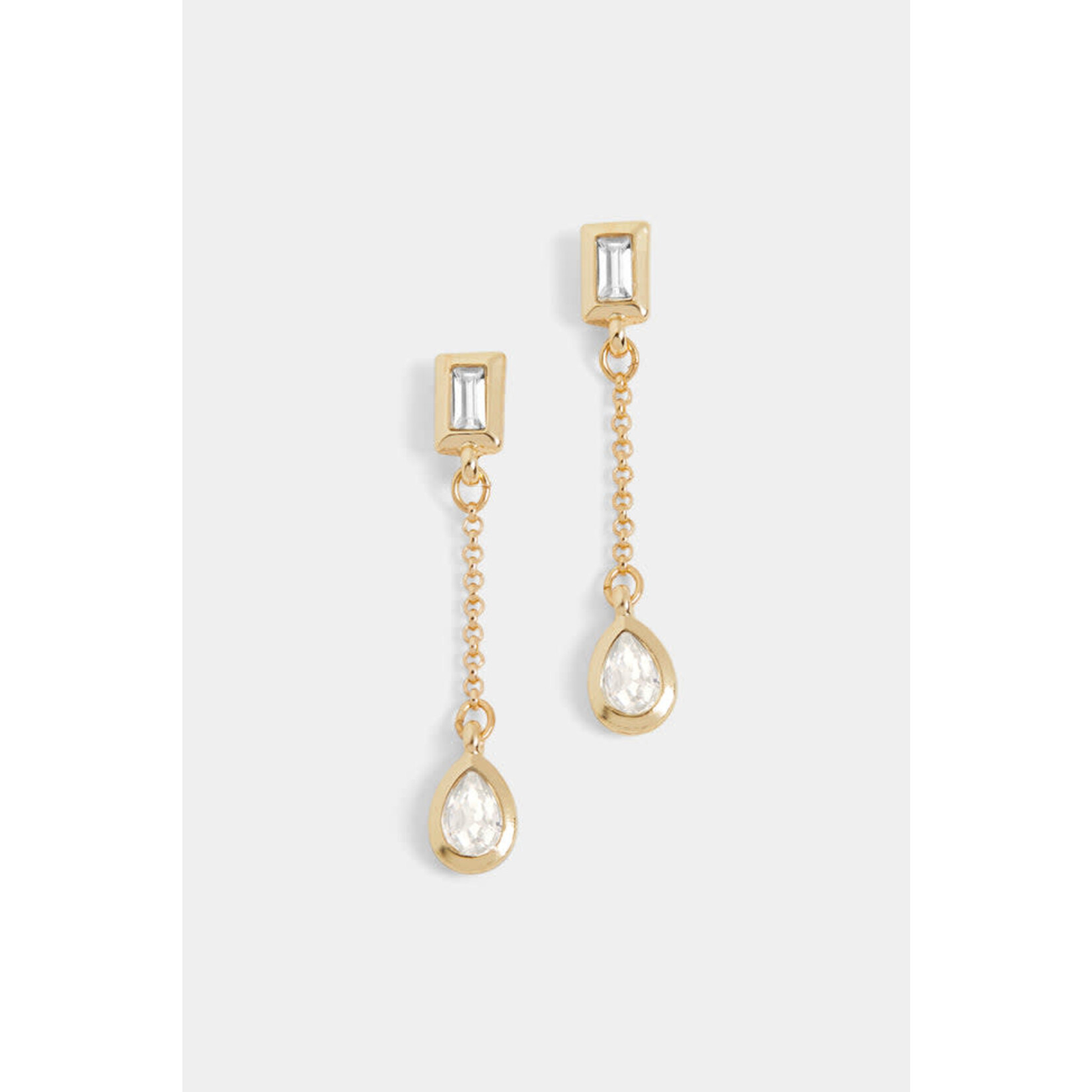 Whispers Whispers Baguette Stone Chain Drop Earrings Gold WN004767
