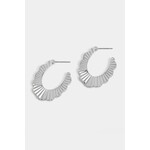 Whispers Whispers Ribbed Scallop Post Hoop Earring Silver WN004776