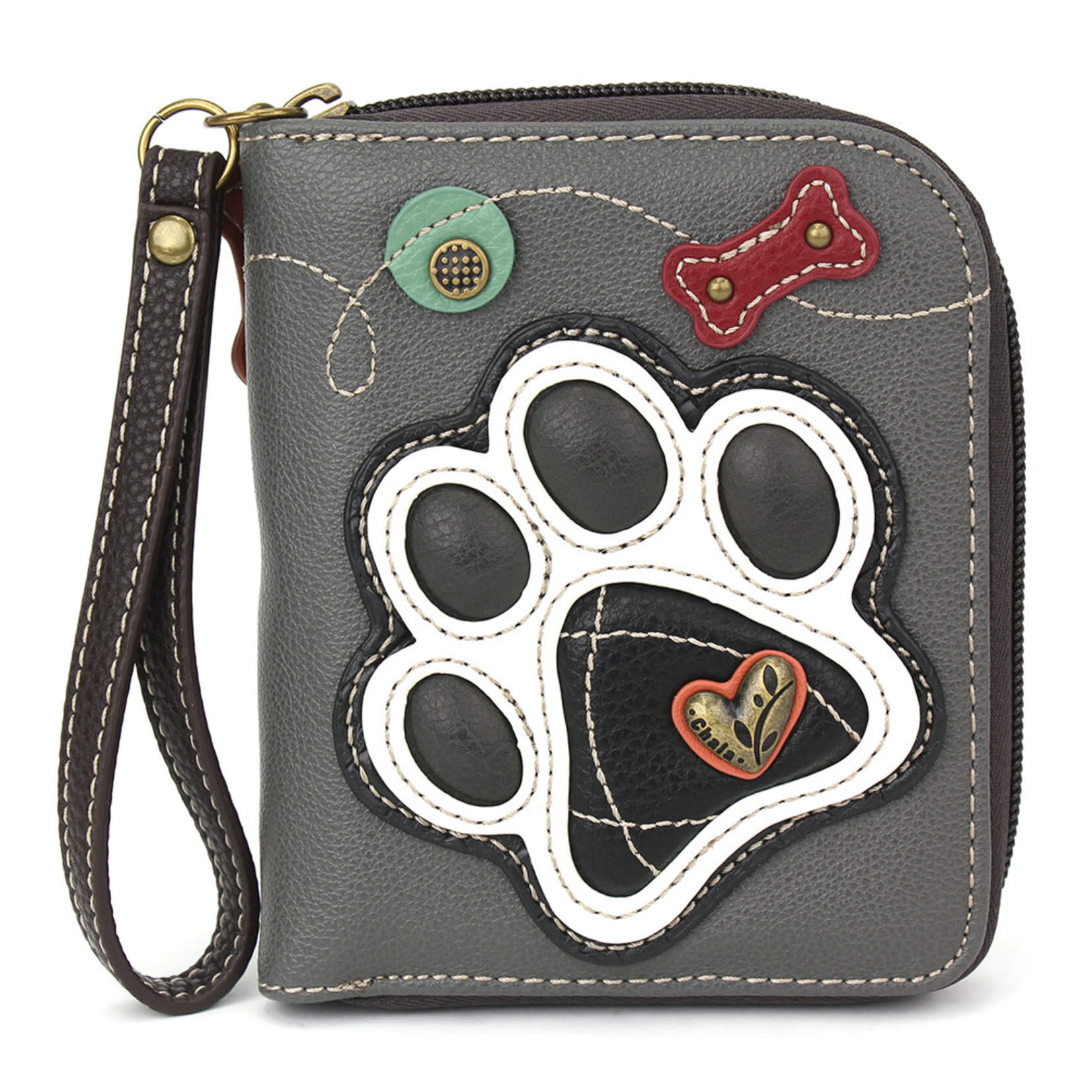 Chala Chala Zip Around Wallet Pawprint Gray 839