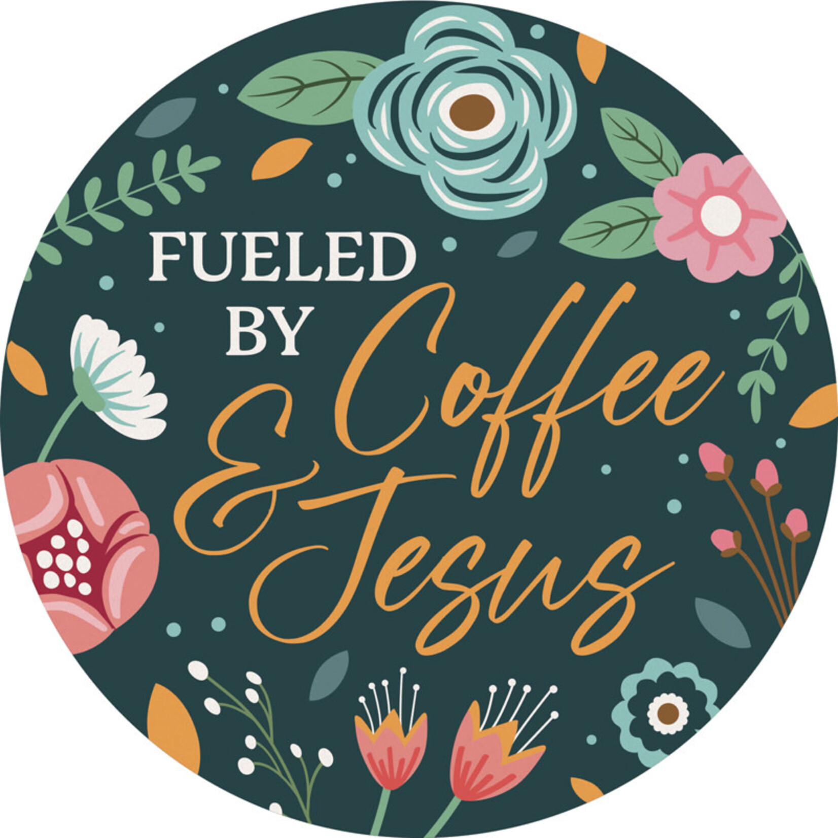 Carson Fueled By Coffee & Jesus Car Coaster CC78208