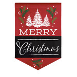Evergreen Merry Christmas Burlap Garden Flag