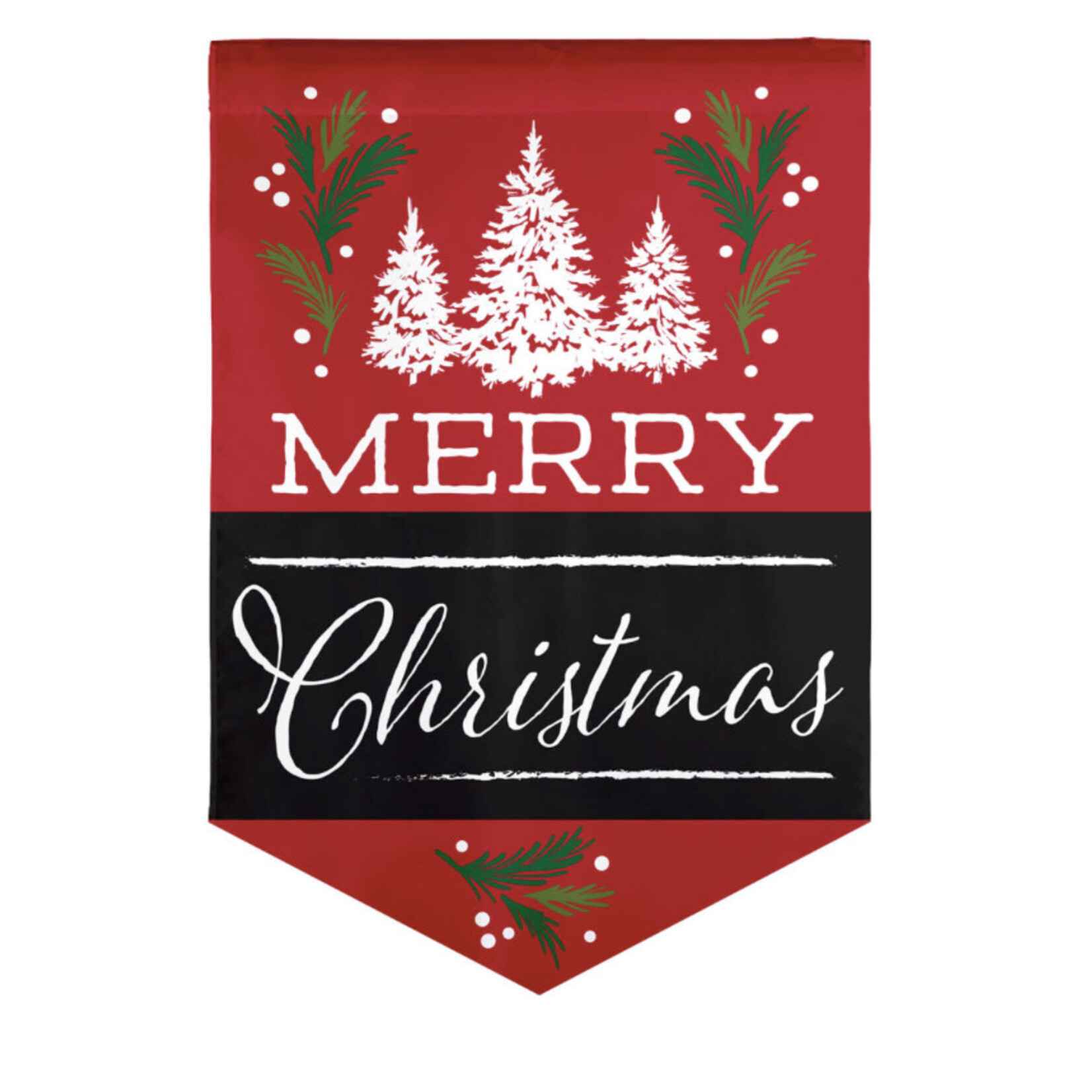 Evergreen Merry Christmas Burlap Garden Flag