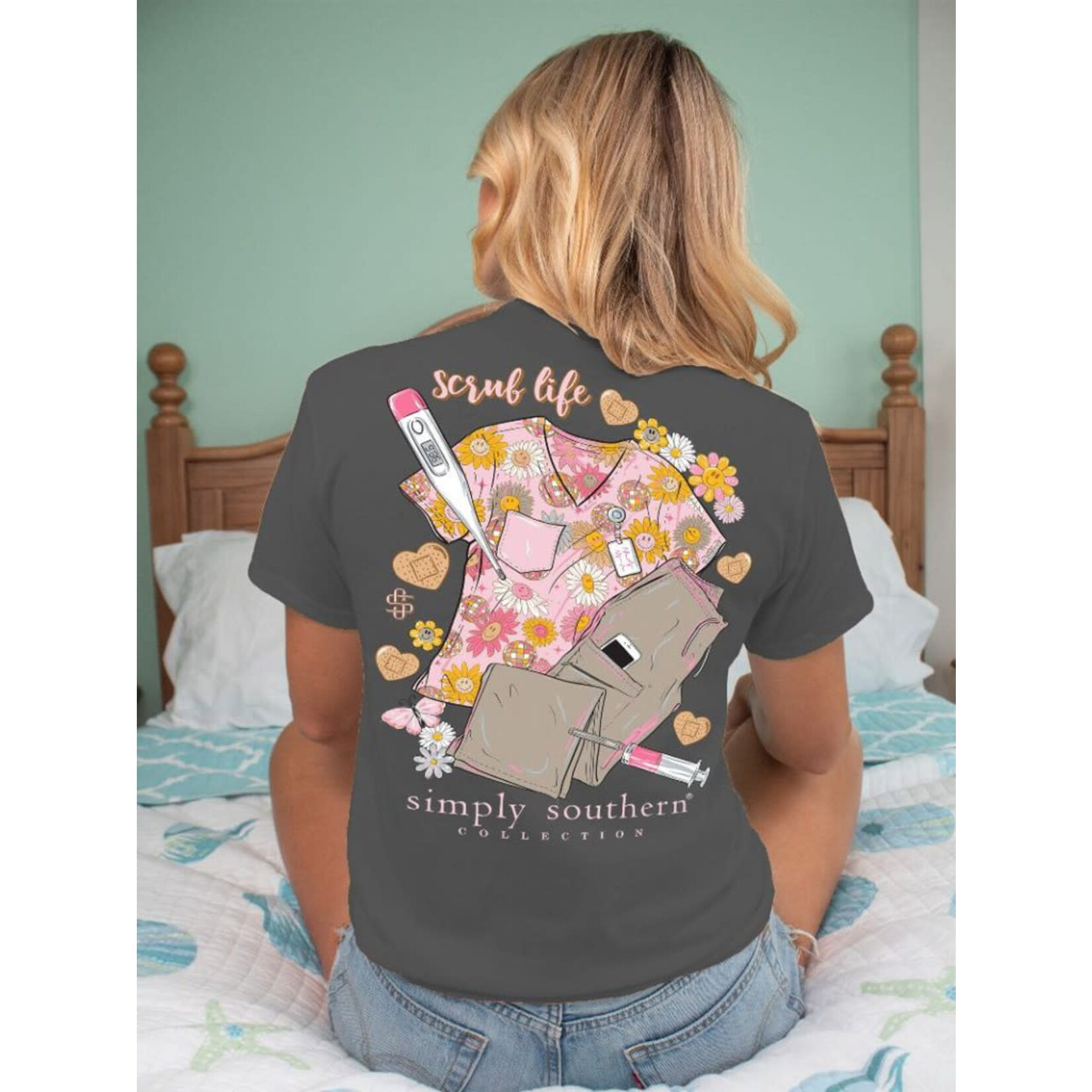 Simply Southern Simply Southern Scrub Life Graphite Heather T-Shirt