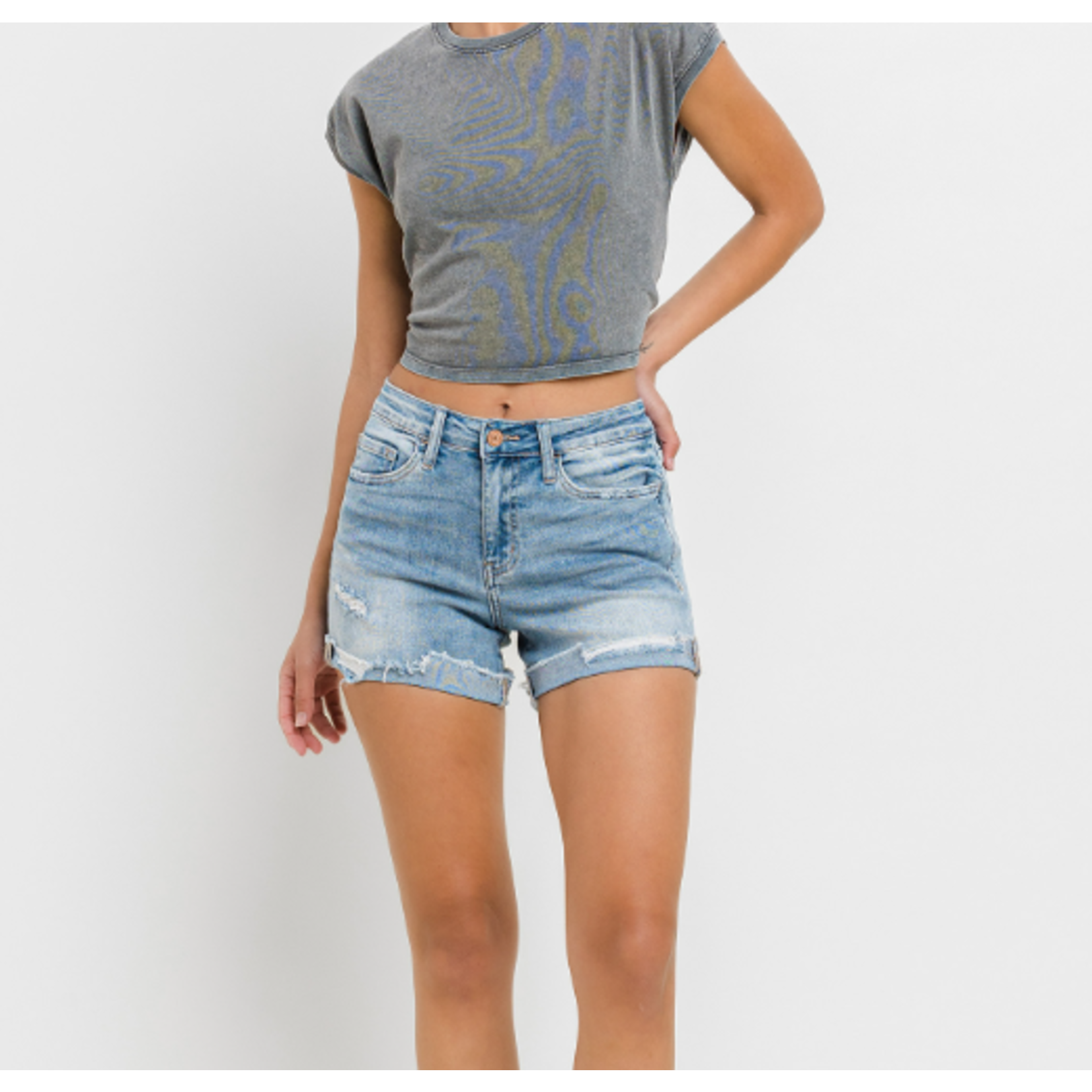 Vervet Vervet High Rise Stretch Shorts While My Lady Sleeps T5319