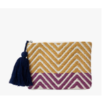 Jen & Co Jen & Co Adalaide Cotton Pouch Mustard/ Purple CS2161