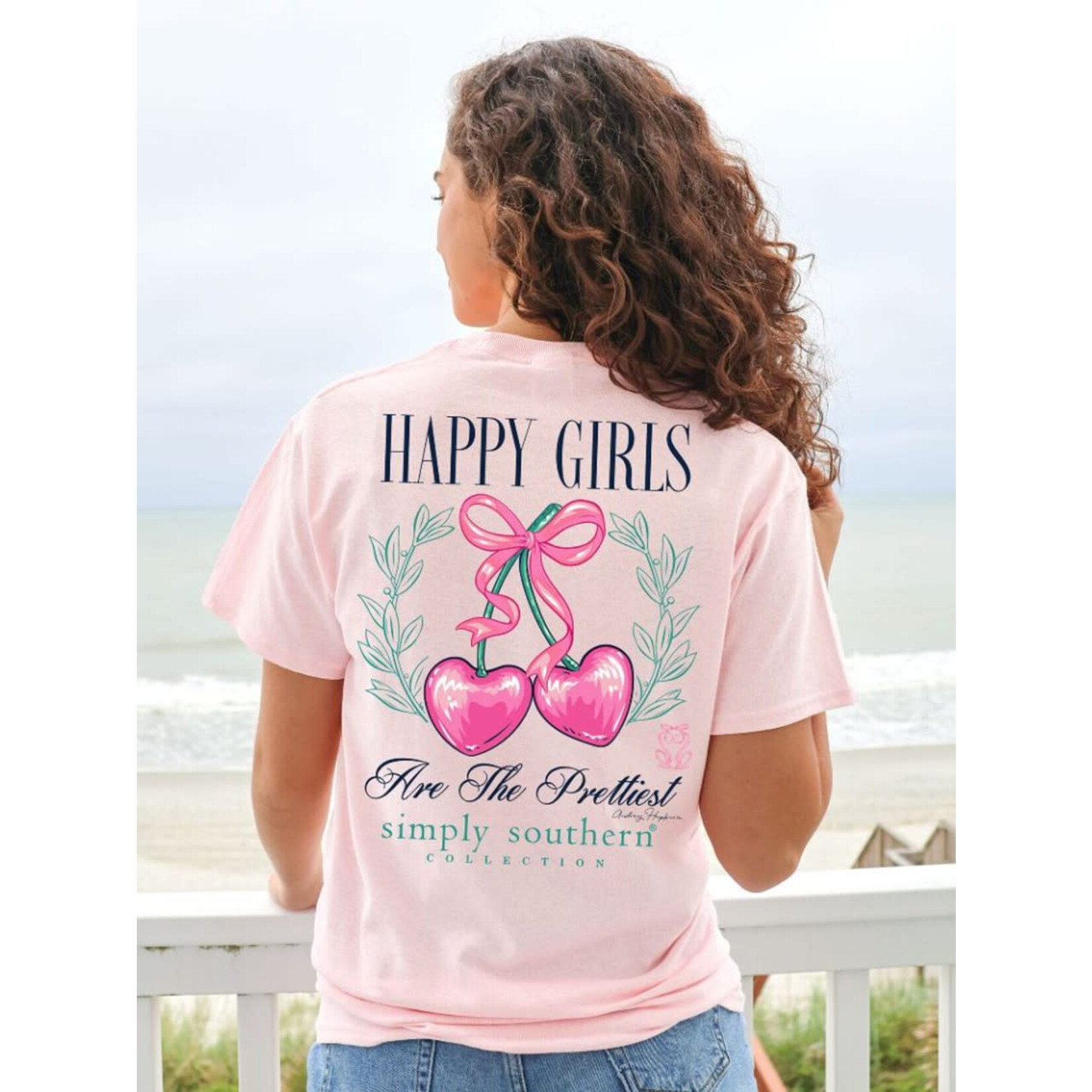 Simply Southern Simply Southern Happy Girls Light Pink T-Shirt