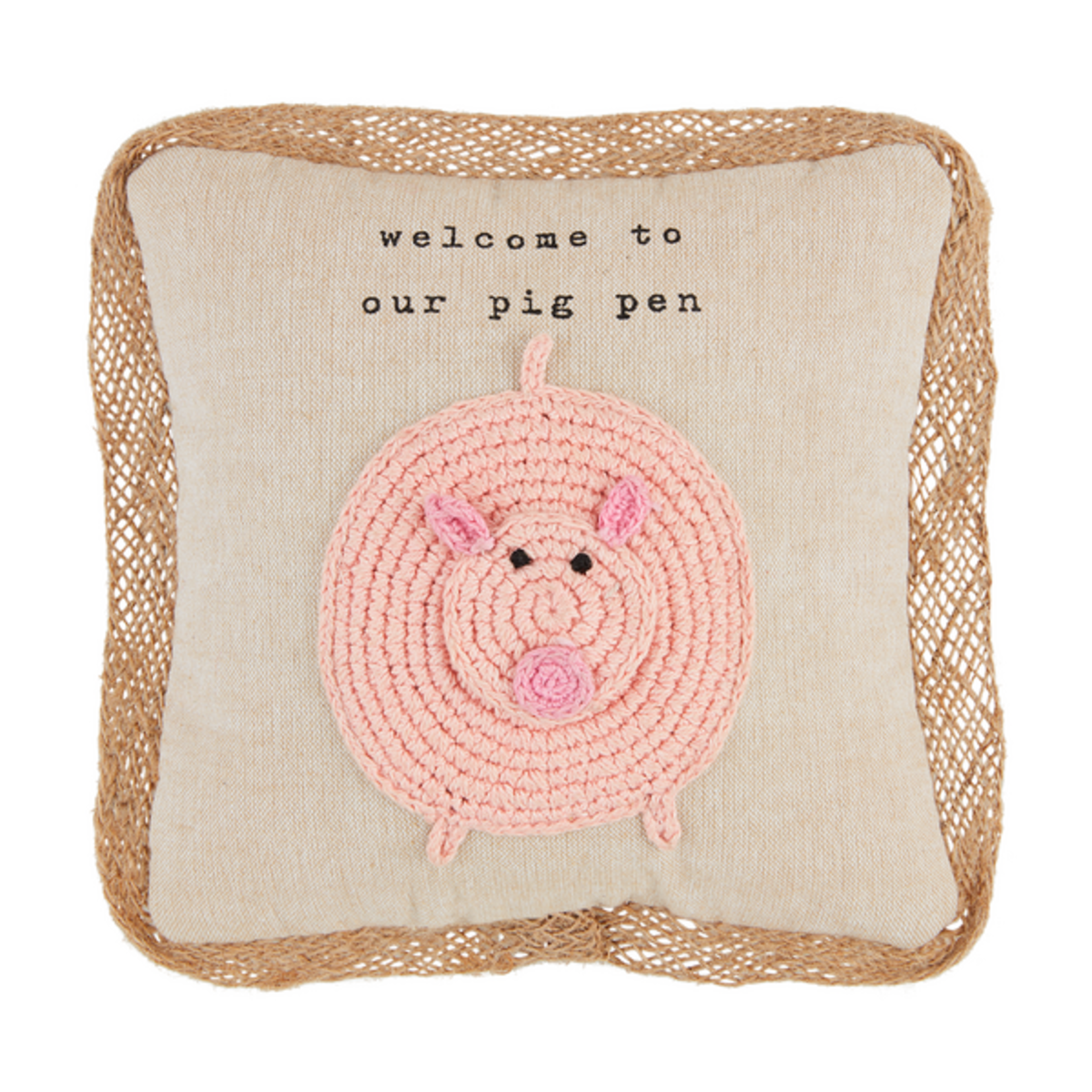 Mudpie Pig Crochet Farm Pillow