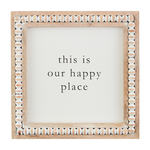 Mudpie This Is Our Happy Place Beaded Square Plaque