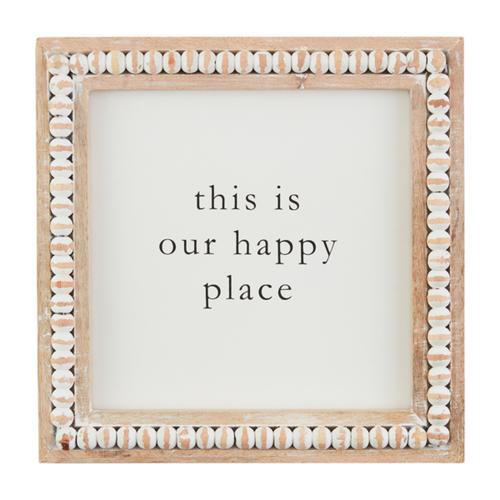 Mudpie This Is Our Happy Place Beaded Square Plaque