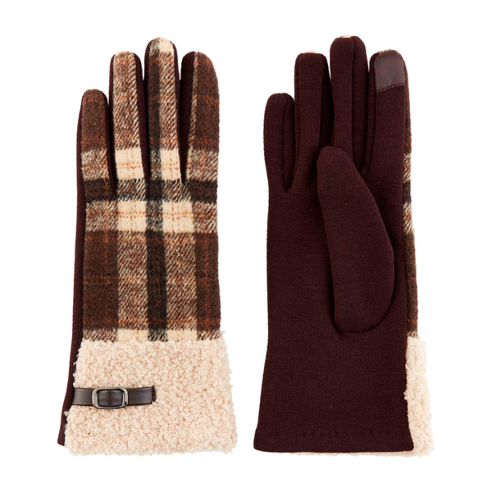 Mudpie Mudpie Tartan Boucle Gloves Brown