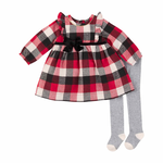 Mudpie Mudpie Buffalo Check Dress & Tights 6-9M