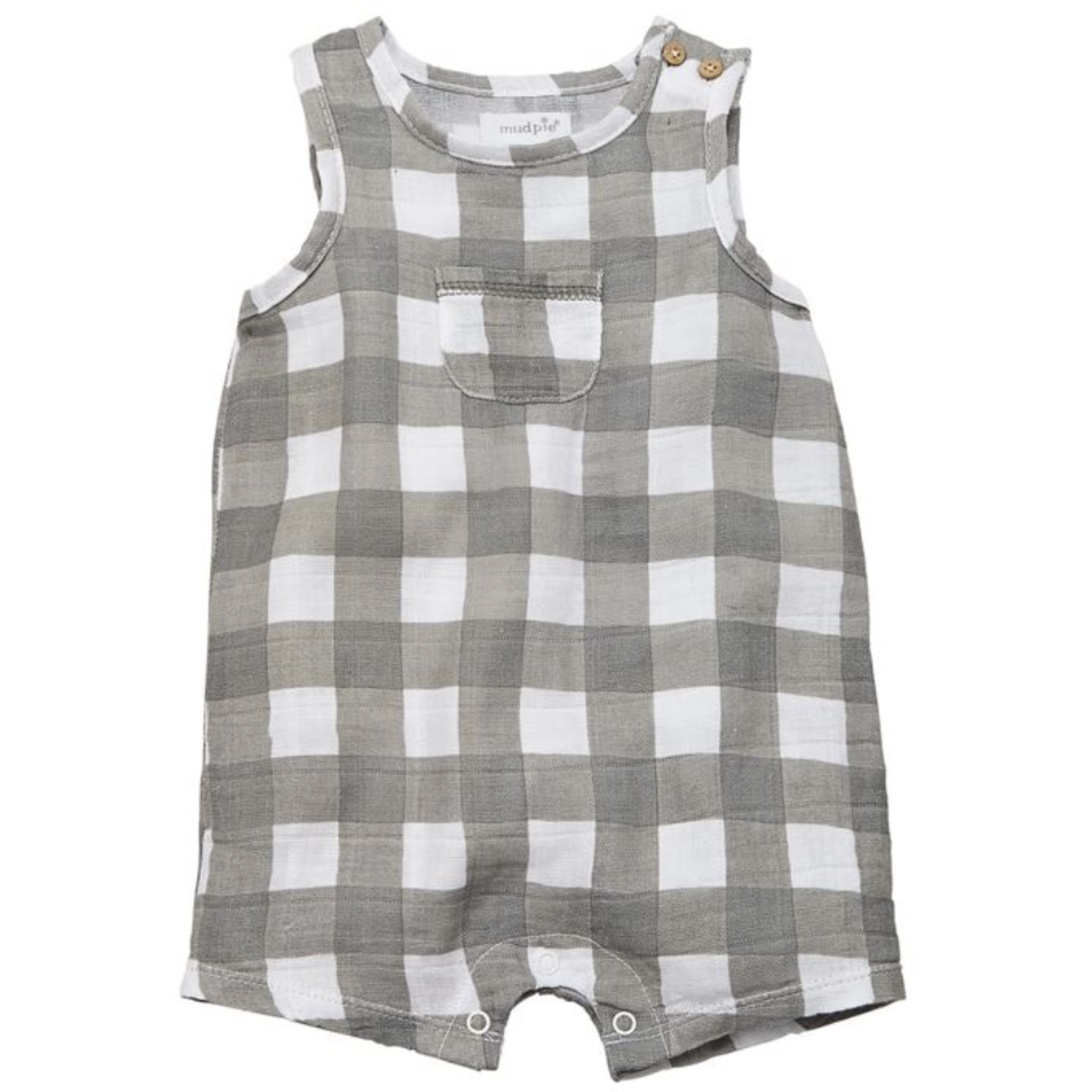 Mudpie Mudpie Gingham Muslin Romper 3-6M