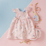 Mudpie Mudpie Printed Unicorn Baby Dress