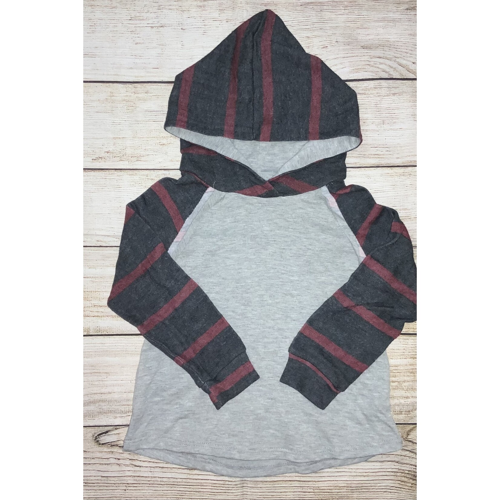 12PM Kid’s Striped Hoodie Burgandy