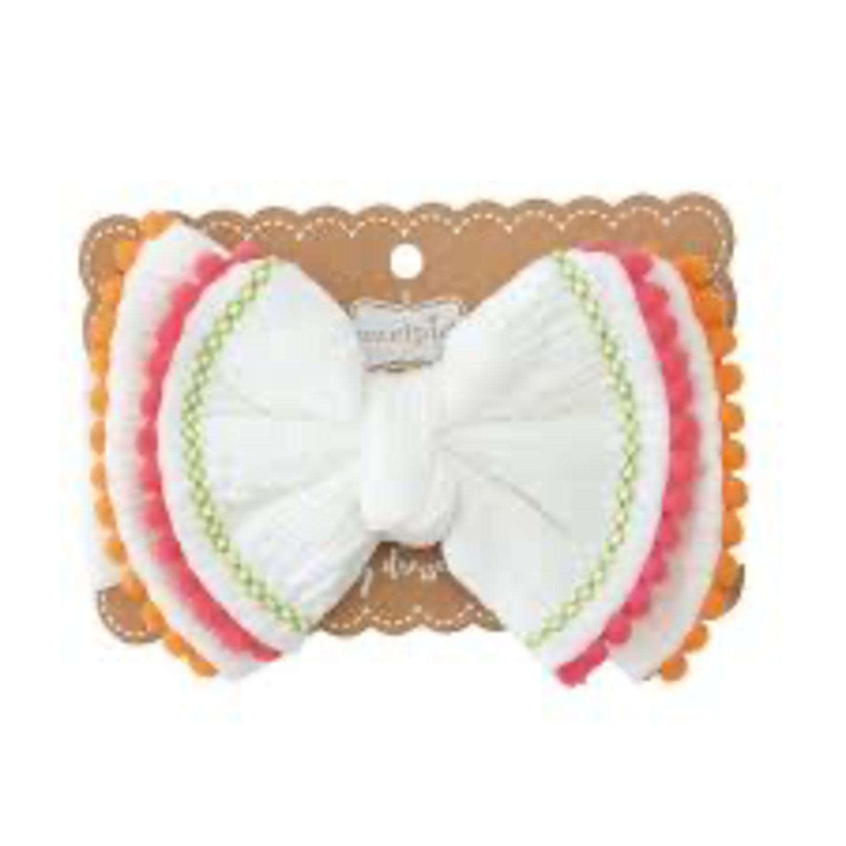 Mudpie Mudpie White Pom Pom Bow Headband