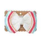 Mudpie Mudpie White Fringe Bow Headband