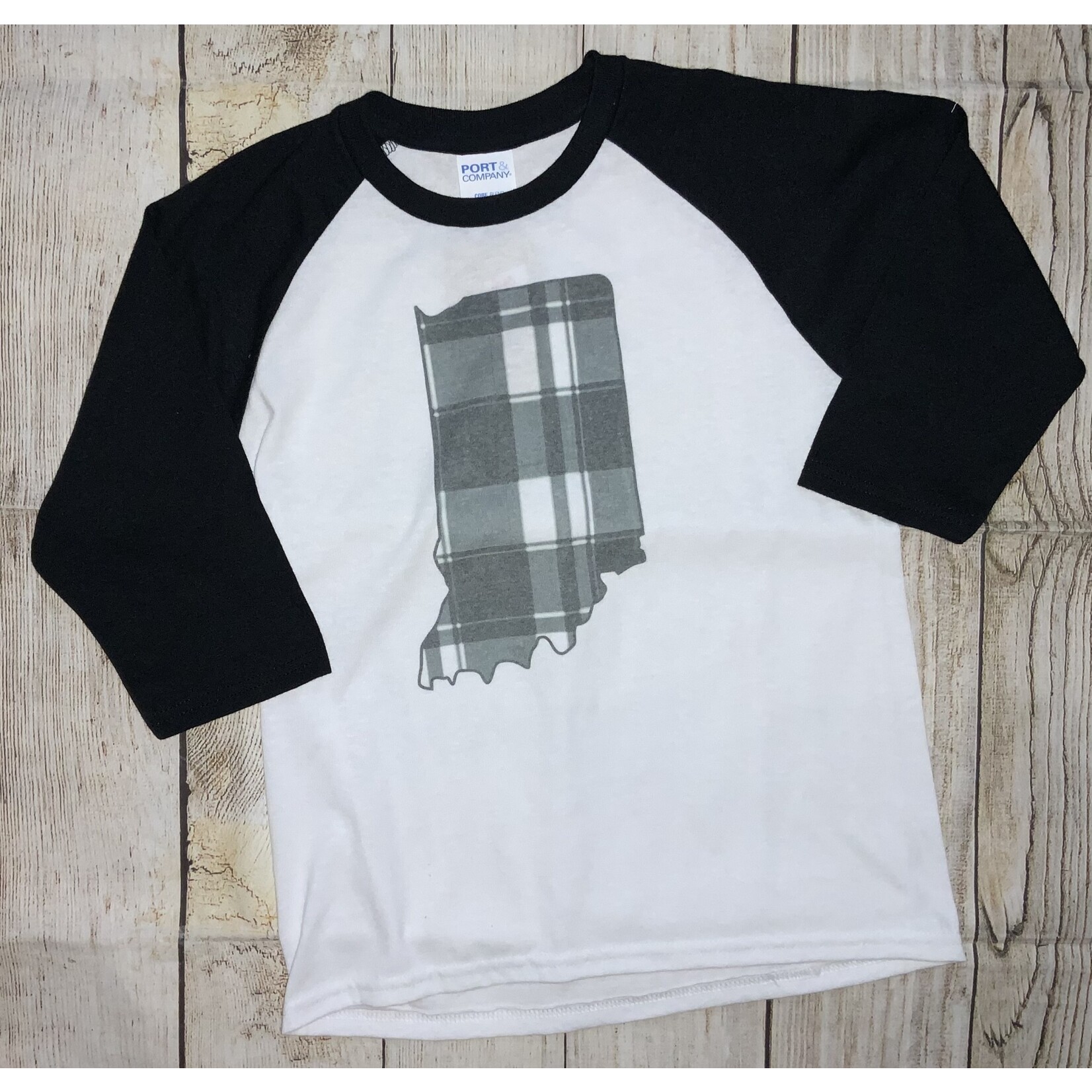 Lucky Bird Clothing Co. Lucky Bird Youth Black & White Check Indiana Raglan Tee