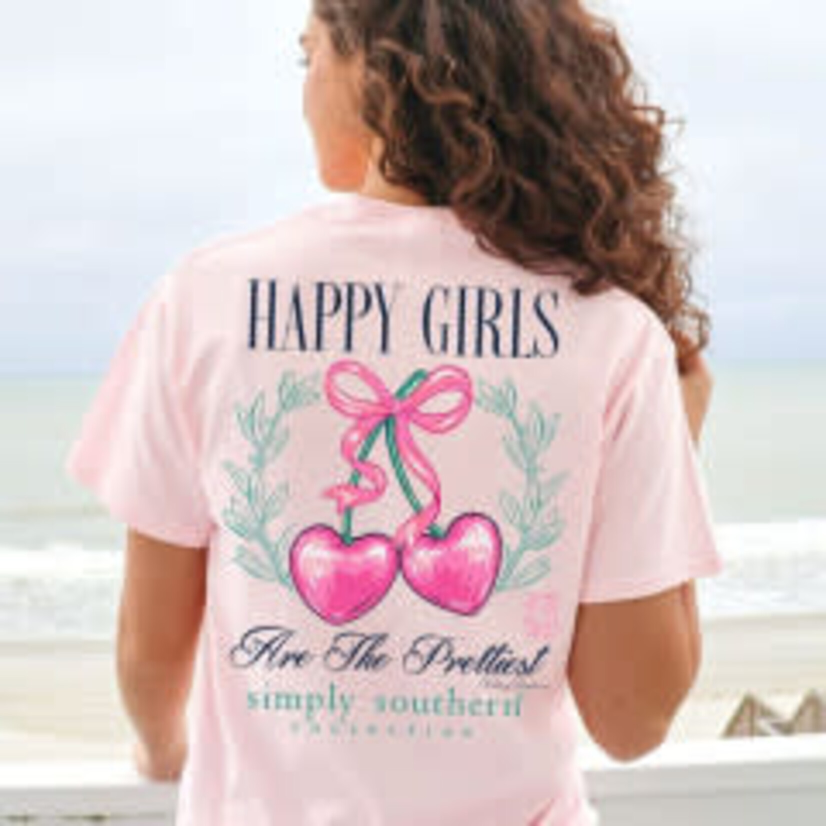 Simply Southern Simply Southern Happy Girls Light Pink T-Shirt