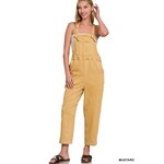 Zenana Zenana Washed Knot Strap Relaxed Fit Overalls Mustard