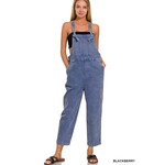 Zenana Zenana Washed Knot Strap Relaxed Fit Overalls Blackberry
