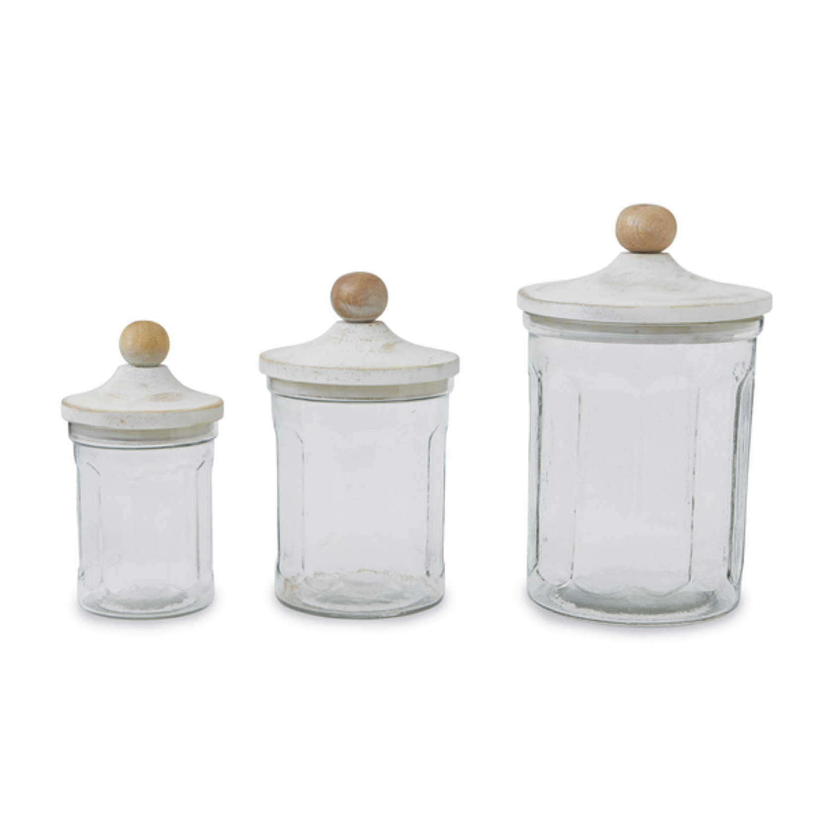 Mudpie Mudpie Glass Canister Set with White Top