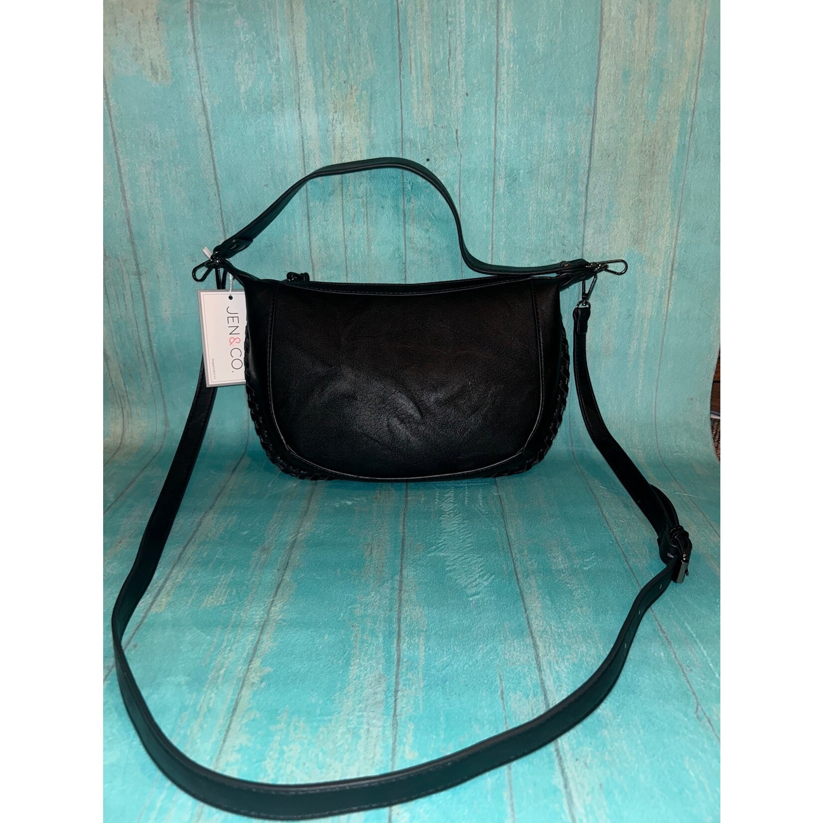 Jen & Co Jen & Co Sierra Whipstitch Shoulder Bag Black M2508