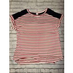 Sew in Love Sew in Love Red-White Striped Top with Black Detail