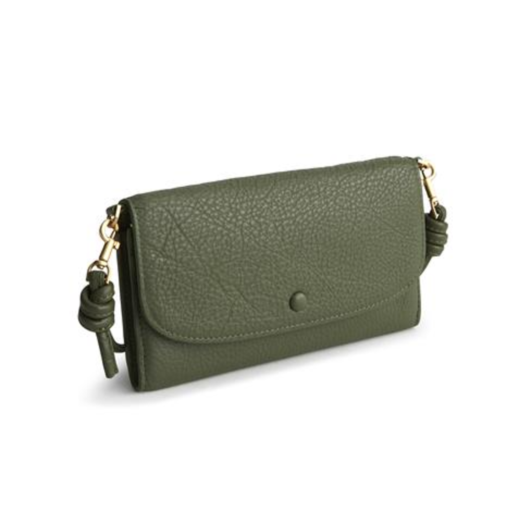 Vera Bradley Vera Bradley Leather Wildwood Wallet Crossbody Bronze Green